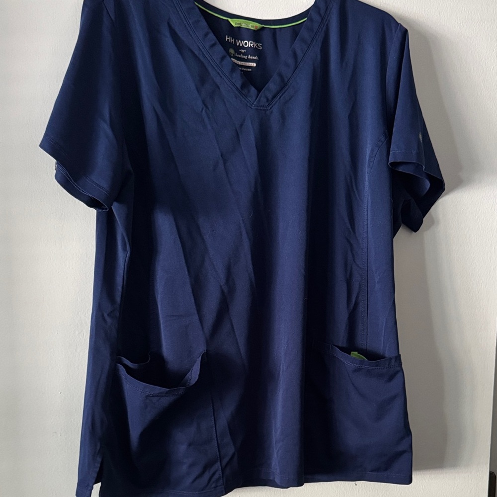 Navy V-Neck Women's Short Sleeve Top